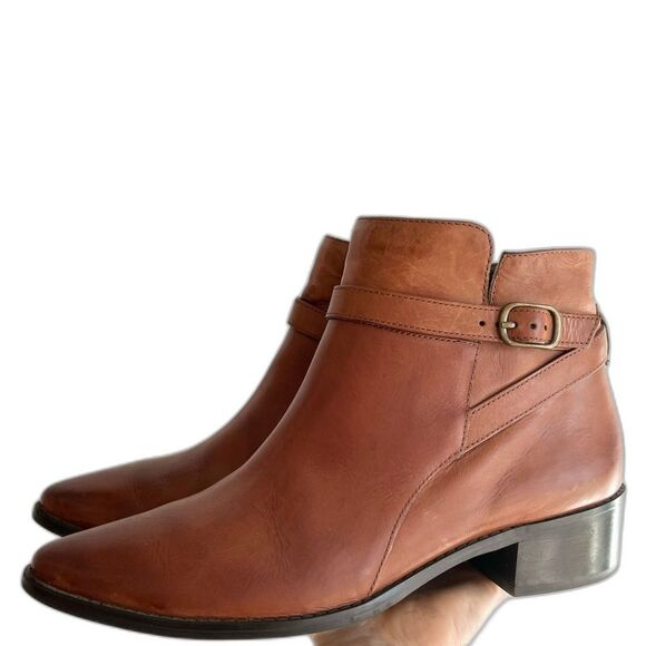 Paul Green Pointed Toe Tan Leather Ankle Boots Size US 7.5 (UK 5) - Picture 1 of 16